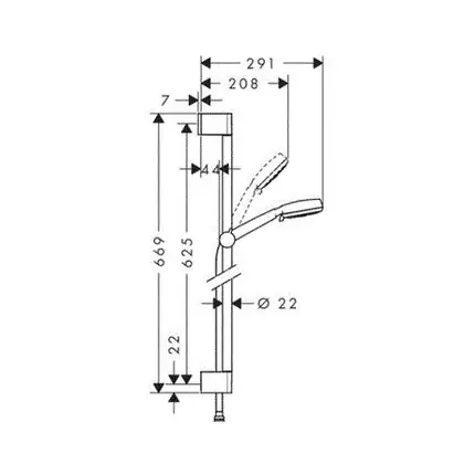Душевой гарнитур Hansgrohe Crometta 100 Multi со штангой 65 см (цвет - хром/белый) (26650400) фото 2 Aquada.com.ua