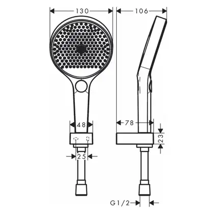 Душевой гарнитур Hansgrohe Rainfinity (цвет - хром/чёрный), 3 типа струи, шланг 1250 мм (26852000) фото 4 Aquada.com.ua