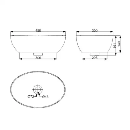Раковина накладная на столешницу Devit Ovale 45 х 30 см (1513136) фото 2 Aquada.com.ua