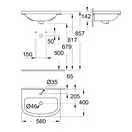 Раковина встраиваемая в столешницу сверху Grohe Bau Ceramic 56 х 40 см (39422000) фото 3 Aquada.com.ua