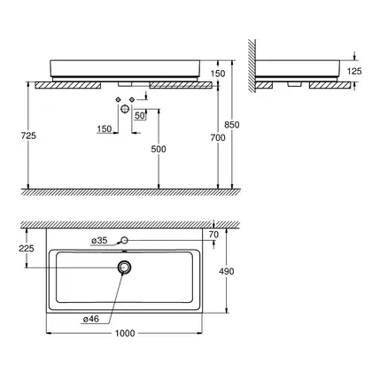 Раковина накладная на столешницу Grohe Cube Ceramic 100 х 49 см (3947500H) фото 2 Aquada.com.ua