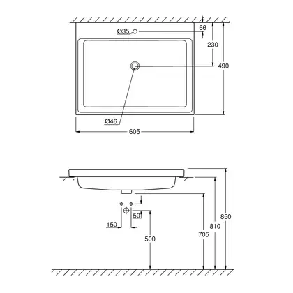 Раковина полувстраиваемая Grohe Cube Ceramic 60,5 х 49 см (3947900H) фото 2 Aquada.com.ua