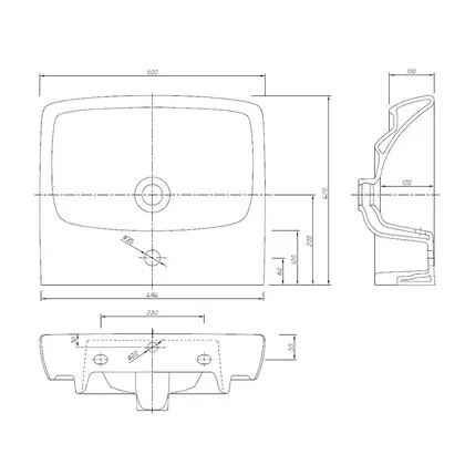 Раковина подвесная Kolo Nova Pro 50 х 42 см M31151000 (M31151000) фото 2 Aquada.com.ua