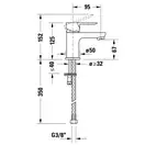 Смеситель для раковины Duravit A.1 (цвет - хром), с донным клапаном (A11010001010) фото 2 Aquada.com.ua