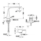 Электронный смеситель для раковины на 2 отверстия с питанием от сети Duravit D.1 (цвет - чёрный матовый), без донного клапана (D11100007046) фото 3 Aquada.com.ua