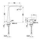 Смеситель для раковины высокий на 2 отверстия Duravit D.1 (цвет - чёрный матовый) (D11130002046) фото 2 Aquada.com.ua