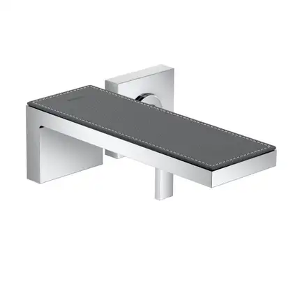 Смеситель для раковины настенный Axor MyEdition (цвет - хром/кожа серая) (47062000+47917000) фото 1 Aquada.com.ua