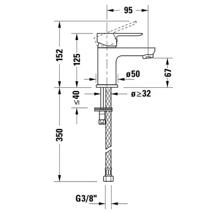 Смеситель для раковины Duravit A.1 (цвет - хром), с донным клапаном (A11010001010) фото 2 Aquada.com.ua