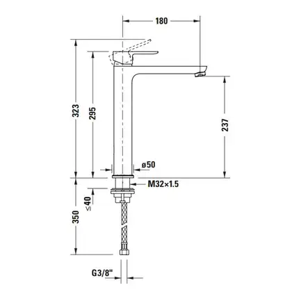 Смеситель для раковины высокий Duravit A.1 (цвет - хром), без донного клапана (A11040002010) фото 2 Aquada.com.ua