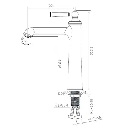 Смеситель для раковины, высокий Imprese Hydrant (цвет - brushed nickel) (ZMK031806011) фото 2 Aquada.com.ua