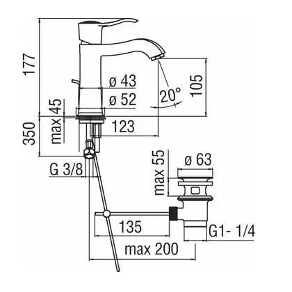 Смеситель для раковины Nobili Sofi (цвет - бронза), с донным клапаном (SI98118/1BR) фото 2 Aquada.com.ua