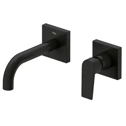 Смеситель для раковины настенный Tres Project Colors (цвет - чёрный матовый) (211.200.81.NM) фото 1 Aquada.com.ua