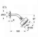 GROHE Верхний душ и душевой кронштейн, 3 режима струи New Tempesta Cosmopolitan 100  (26090001) фото 5 Aquada.com.ua