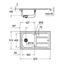 GROHE Мийка для кухні 873 x 513 мм з ексцентриком, 1 чаша, матова (31568SD0) (31568SD0) фото 4 Aquada.com.ua
