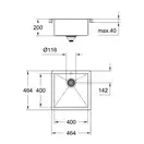 GROHE Мийка для кухні 464 x 464 мм, 1 чаша, матова, в рівень зі стільницею (31578SD0) (31578SD0) фото 4 Aquada.com.ua