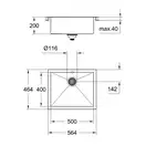 GROHE Мийка для кухні 564 x 464 мм, 1 чаша, матова, в рівень зі стільницею (31579SD0) (31579SD0) фото 4 Aquada.com.ua