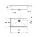 GROHE Мийка для кухні 864 x 464 мм, 1 чаша, матова, в рівень зі стільницею (31580SD0) (31580SD0) фото 4 Aquada.com.ua