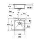 GROHE Мийка для кухні 518 x 560 мм, 1 чаша, матова, в рівень зі стільницею (31583SD0) (31583SD0) фото 4 Aquada.com.ua