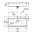 GROHE Мийка для кухні 1024 x 560 мм, 1 чаша, матова, в рівень зі стільницею (31586SD0) (31586SD0) фото 9 Aquada.com.ua