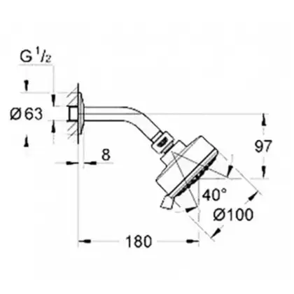 GROHE Верхний душ и душевой кронштейн, 3 режима струи New Tempesta Cosmopolitan 100  (26090001) фото 5 Aquada.com.ua