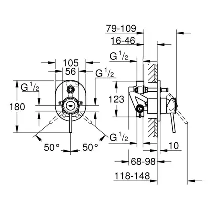 Смеситель для ванны Grohe Bau Classic (цвет - хром) (29047000) фото 6 Aquada.com.ua