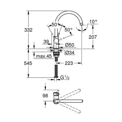 Смеситель для кухни Grohe BauClassic 31234001 фото 4 Aquada.com.ua