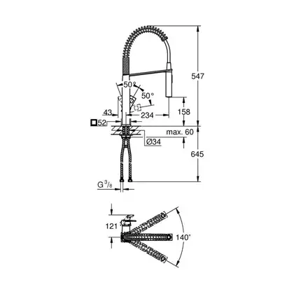Смеситель однорычажный для кухни Grohe Eurocube DN 15 (цвет - хром) (31395000) фото 9 Aquada.com.ua