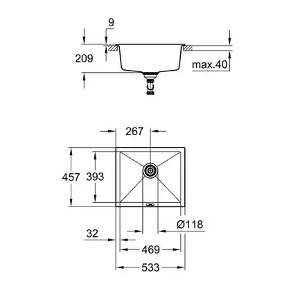 GROHE Мойка кварцевая Sink K700 Undermount (31654AT0) (31654AT0) фото 6 Aquada.com.ua