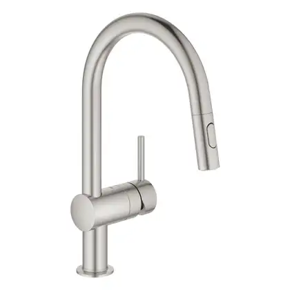 Смеситель для кухни с выдвижным изливом Grohe Minta (цвет - суперсталь) (32321DC2) фото 3 Aquada.com.ua