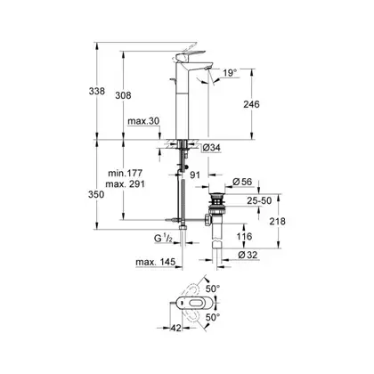 Смеситель для раковины высокий Grohe Bau Loop (цвет - хром) (32856000) фото 4 Aquada.com.ua