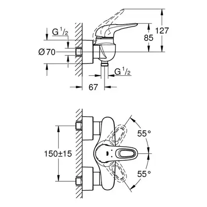 Смеситель для душа Grohe Eurostyle (цвет - хром) (33590003) фото 8 Aquada.com.ua