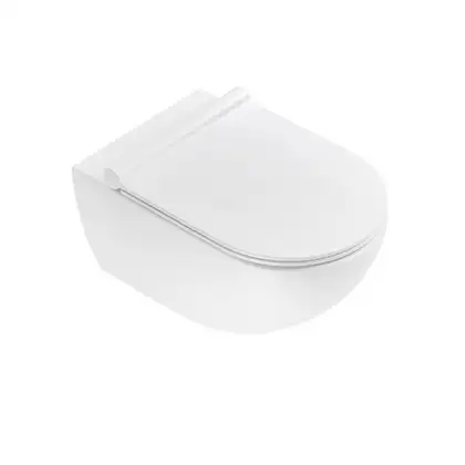 Унитаз подвесной NewFlush (безободковый) Catalano Sfera с сидением Soft Close Plus, белый матовый (1VSF54RBM+5SCSTPBM) фото 1 Aquada.com.ua