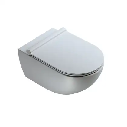 Унитаз подвесной NewFlush (безободковый) Catalano Sfera с сиденьем Soft Close, серый матовый (1VSF54RCS+5SCSTPCS) фото 1 Aquada.com.ua