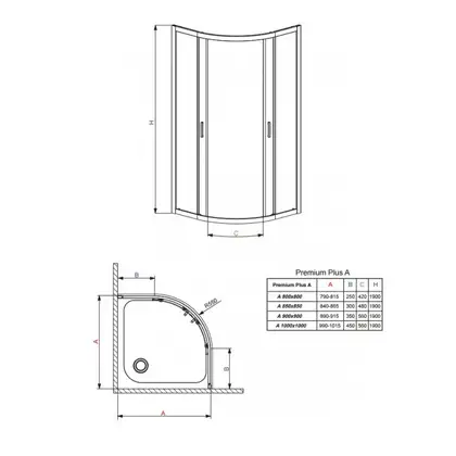Душевая кабина Radaway Premium Plus A 90×90 (профиль - хром; стекло - прозрачное) (30403-01-01N) фото 3 Aquada.com.ua