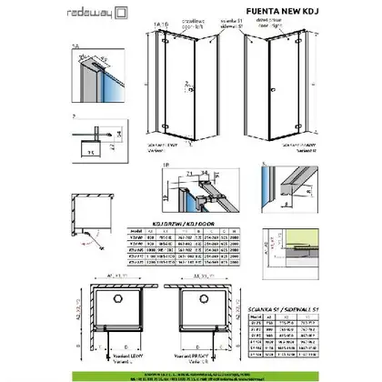 Душевая кабина Radaway Fuenta New KDJ door 90 L (профиль - хром; стекло - прозрачное) (384044-01-01L) фото 2 Aquada.com.ua