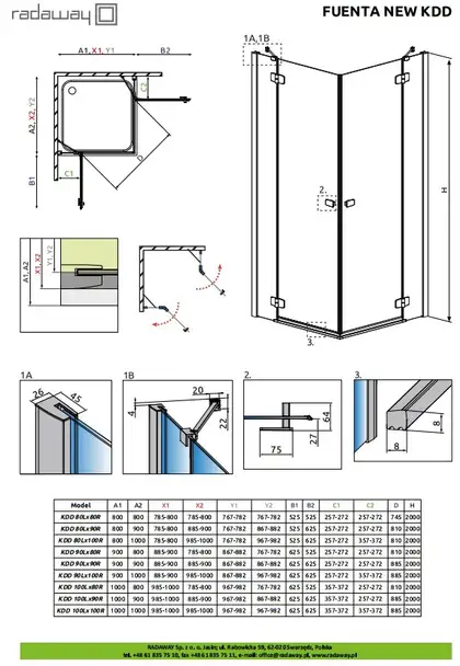 Душевая кабина Radaway Fuenta New KDD 80 L (профиль - хром; стекло - прозрачное) (384061-01-01L) фото 2 Aquada.com.ua