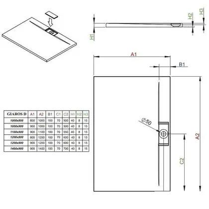 Душевой поддон Radaway Giaros D 1200x900 мм (MKGD1290-03) фото 2 Aquada.com.ua