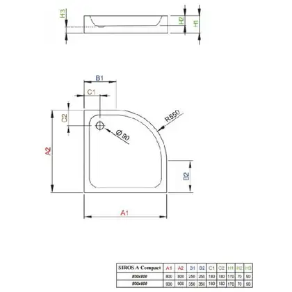 Душевой поддон Radaway Siros Compact 900 х 900 х h70 мм (SBA9917-2) фото 2 Aquada.com.ua