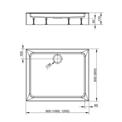 Душевой поддон Radaway Laros D 900x800 мм (SLD8917-01) фото 3 Aquada.com.ua
