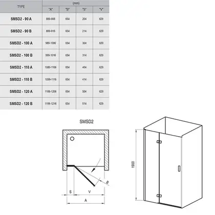 Душевые двери Ravak SmartLine SMSD2-120 (B) P (профиль - хром; стекло - Transparent (прозрачный)) (0SPGBA00Z1) фото 2 Aquada.com.ua