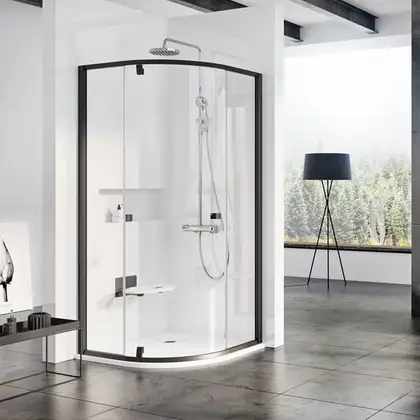 Душевая кабина Ravak Pivot PSKK3 900 х 900 х h1900 мм (профиль - чёрный, стекло - прозрачное) (37677300Z1) фото 1 Aquada.com.ua