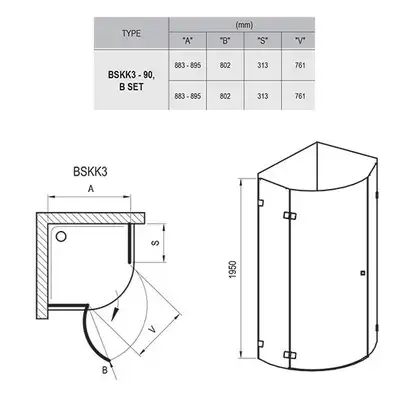 Душевая кабина Ravak Brilliant BSKK3-90 R (профиль - хром, стекло - transparent) (3UL77A00Y1) фото 3 Aquada.com.ua
