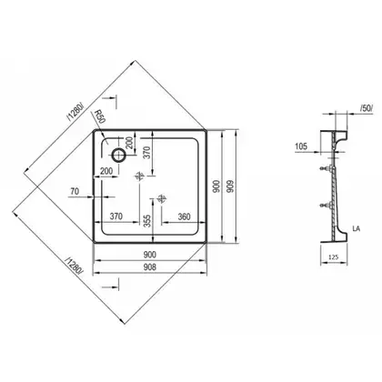 Душевой поддон акриловый Ravak Modena Slim 90 х 90 х h12,5 см, с сифоном Slim 90 хром (XАU0000031) фото 3 Aquada.com.ua