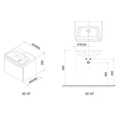 Тумба под раковину Ravak 10° 650х450х450 мм темный орех (X000000738) фото 4 Aquada.com.ua