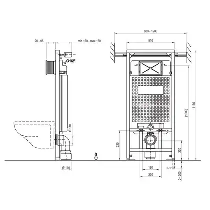 Инсталляция для унитаза Ravak G/1200 (X01459) фото 3 Aquada.com.ua