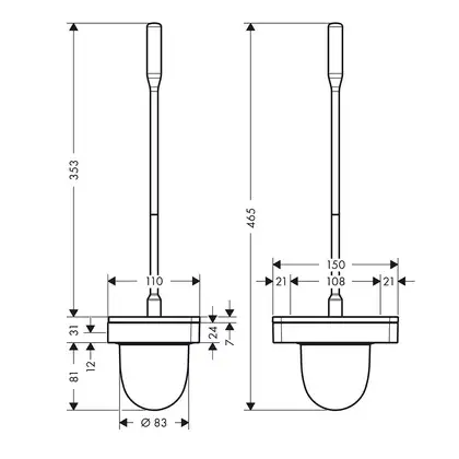Ёршик подвесной Axor Universal Accessories, матовый чёрный хром/стекло белое, матовое (42835340) фото 2 Aquada.com.ua