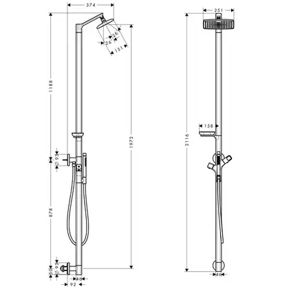 Душевая система с термостатом Axor Urquiola Showerpipe (цвет - хром) (11901000) фото 4 Aquada.com.ua