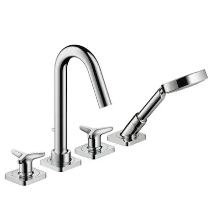 Смеситель монтаж на край ванны с ручками и розеткой Axor Citterio M (34446000) фото 1 Aquada.com.ua