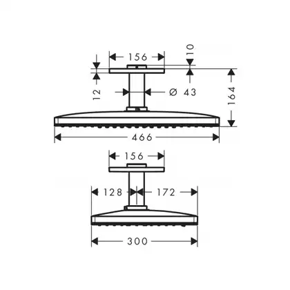 Верхний душ 460/300 2jet Axor ShowerSolutions (цвет - хром) (35279000) фото 2 Aquada.com.ua