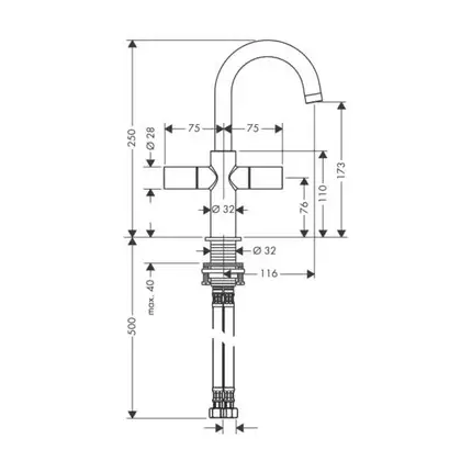 Смеситель для раковины Axor Uno2 (цвет - хром) (38045000) фото 2 Aquada.com.ua